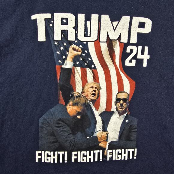 Trump 2024 Fight Political Shirt Mens XL Blue Short Sleeve Tee President MAGA - Picture 4 of 8